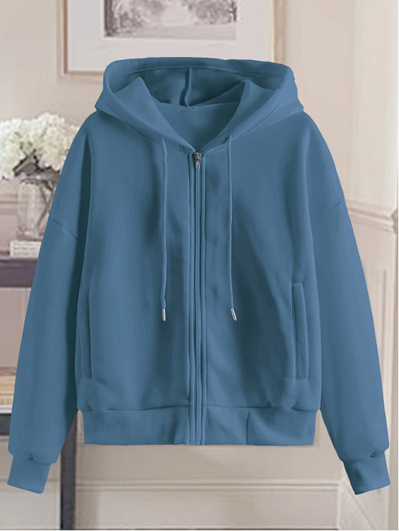 Women's Chic White Zip-Up Hoodie