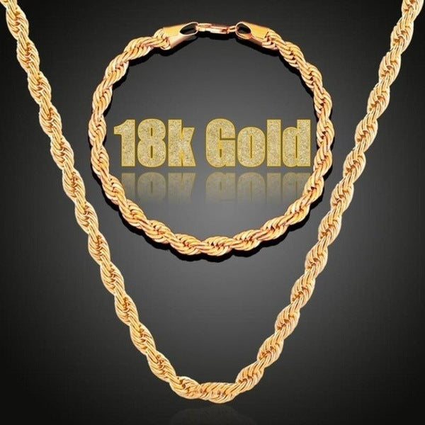 Men's Simplicity Gold Plated Twisted String Chain Suit