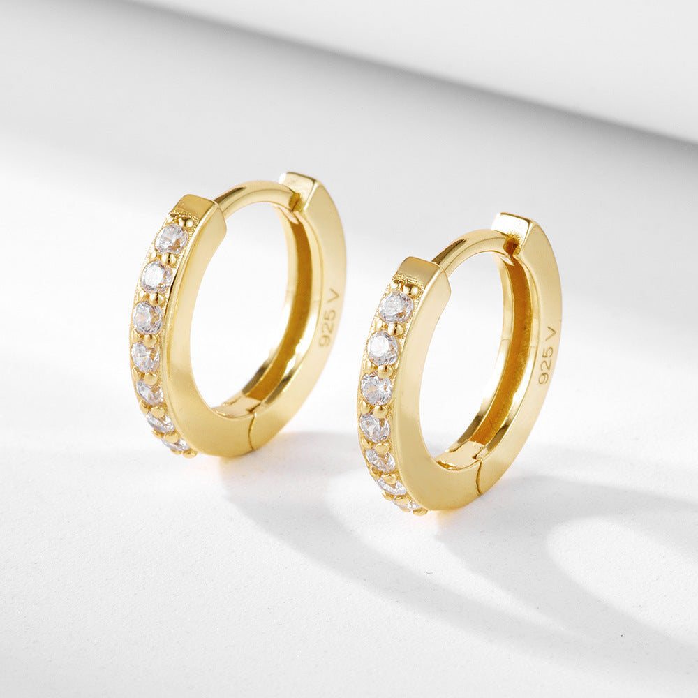 S925 Sterling Silver Diamond Single Row Zircon Earrings