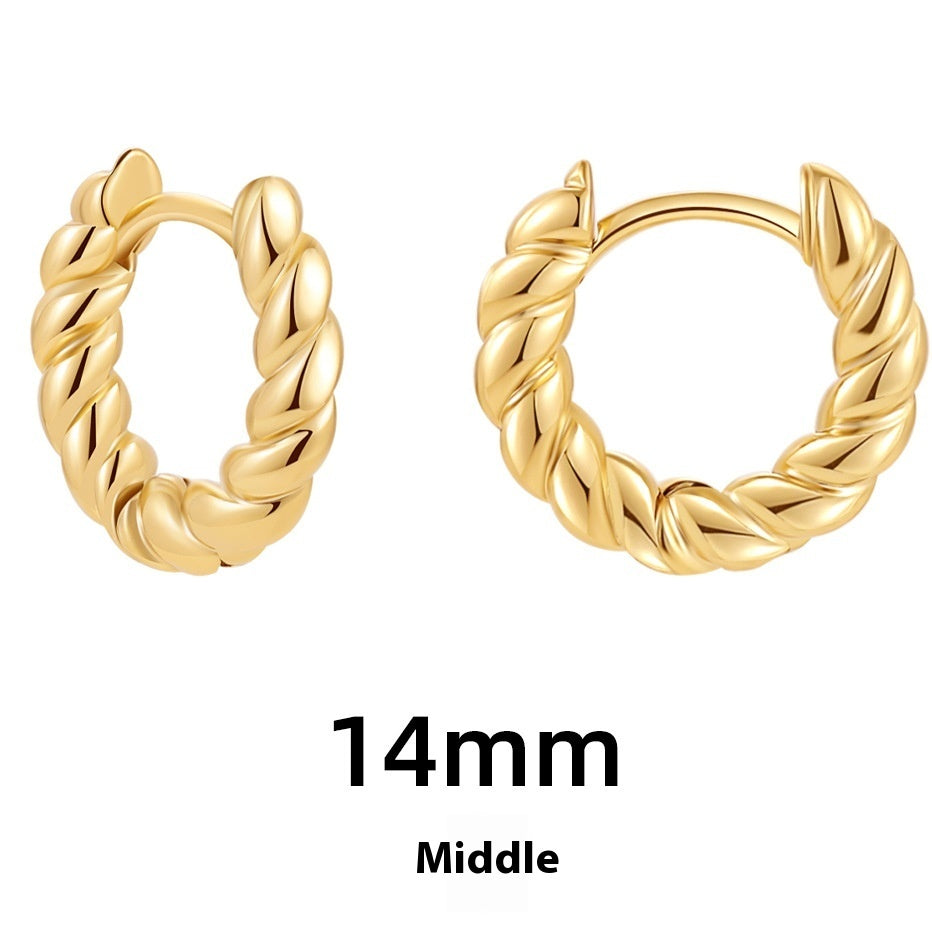 Women's Simple Hollow Pentagram Love Square Twist Earrings