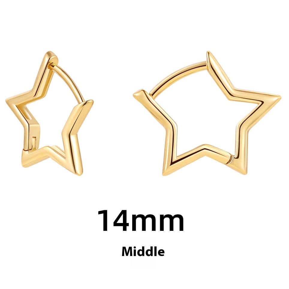 Women's Simple Hollow Pentagram Love Square Twist Earrings