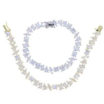 Ice Crystal Shiny Jewelry Women's Multi-geometric Tennis Bracelet
