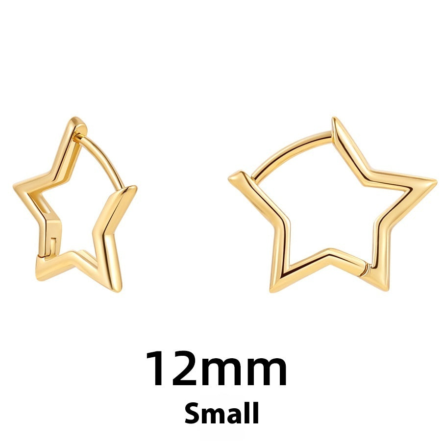 Women's Simple Hollow Pentagram Love Square Twist Earrings