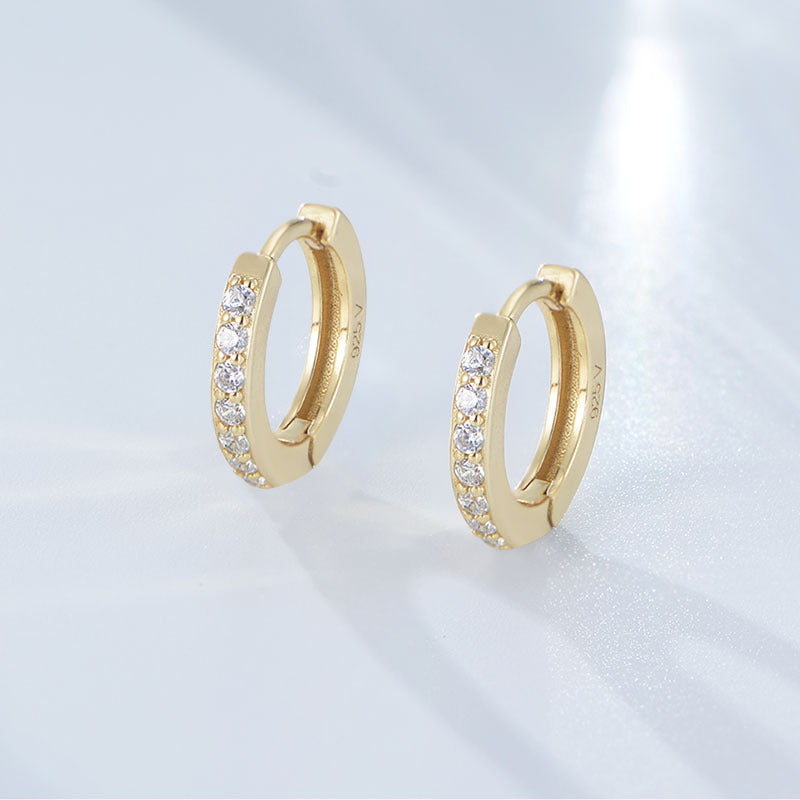 S925 Sterling Silver Diamond Single Row Zircon Earrings