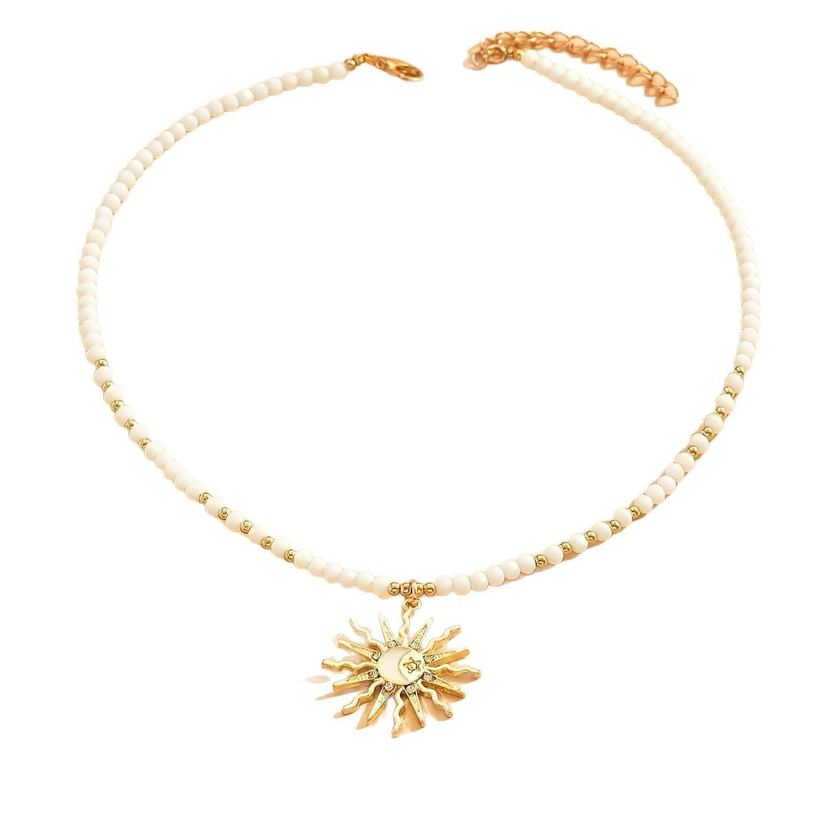 Fashionable All-match Rhinestone Dripping Sun Necklace