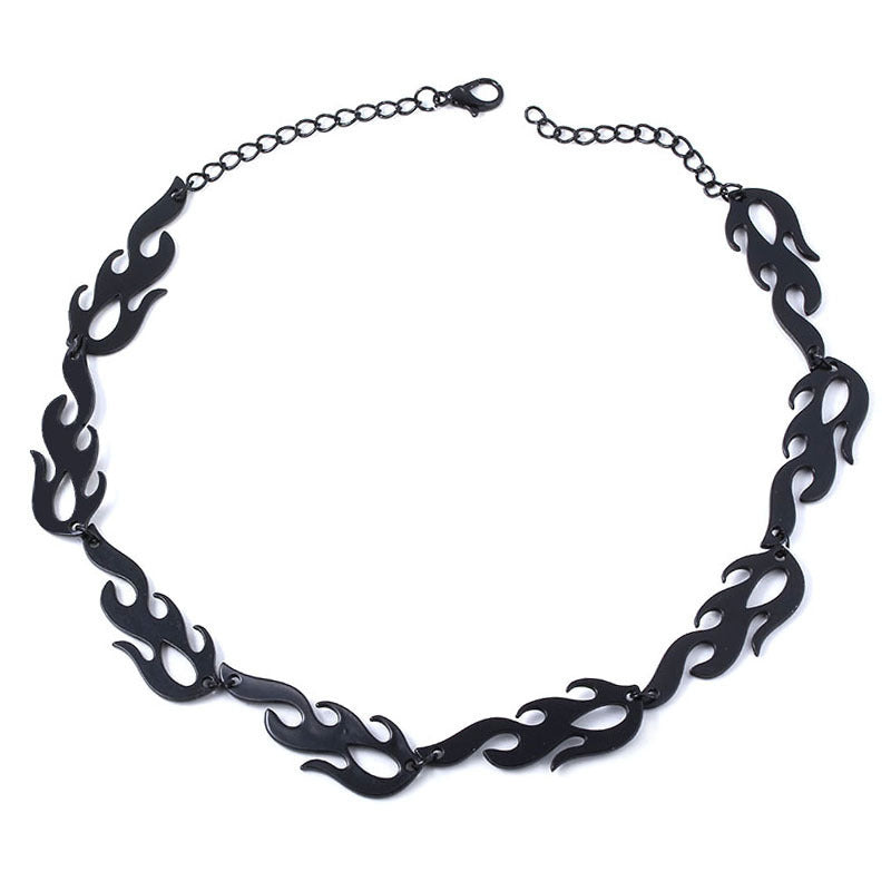 Flame Dark Women Punk Hip Hop Style Pendant Necklace Bracelet Earrings