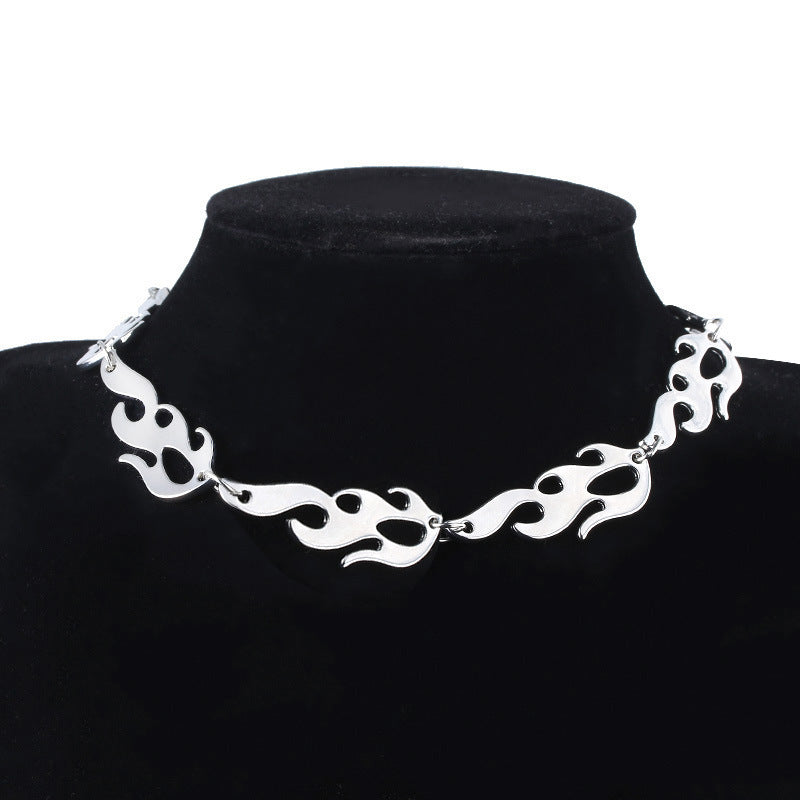 Flame Dark Women Punk Hip Hop Style Pendant Necklace Bracelet Earrings