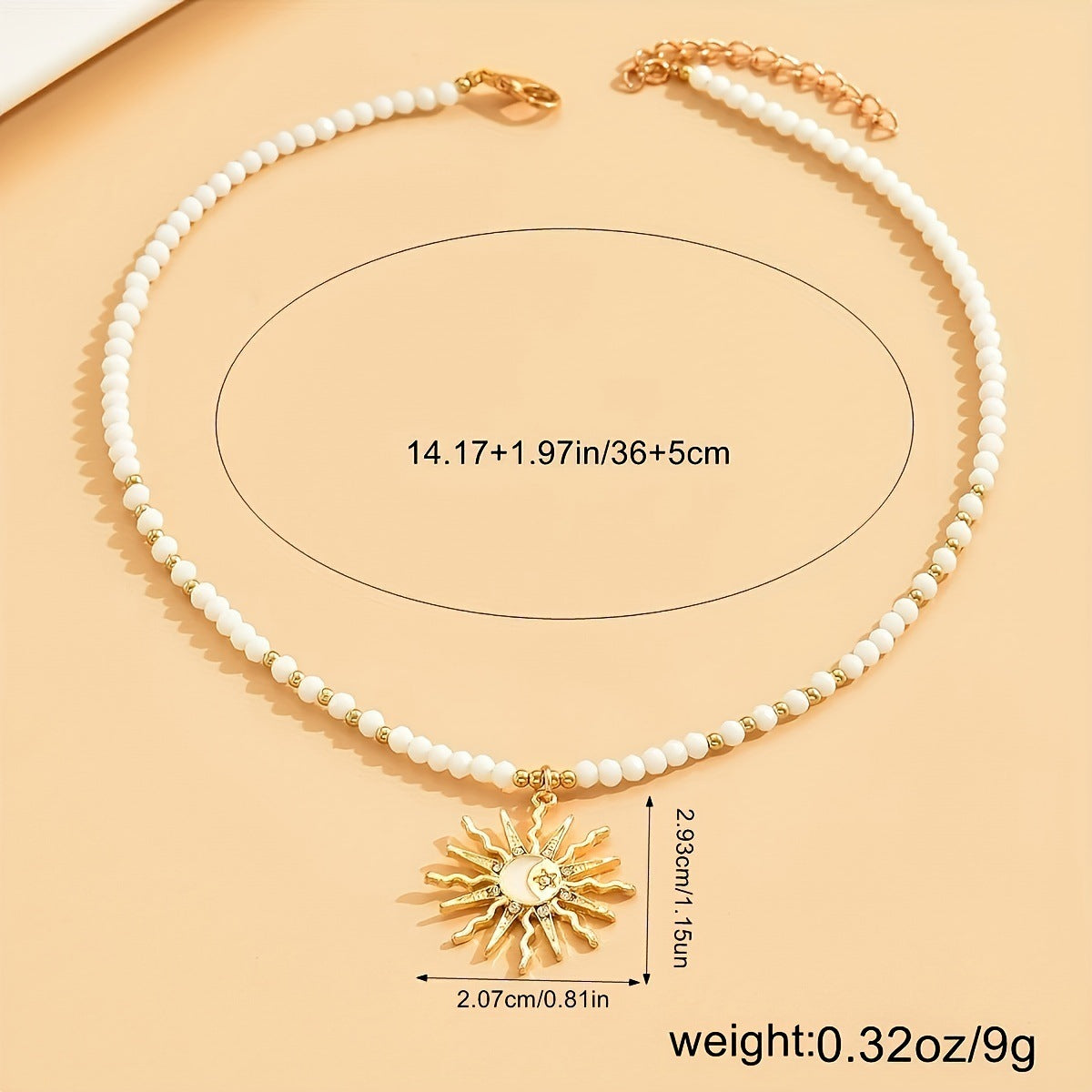 Fashionable All-match Rhinestone Dripping Sun Necklace
