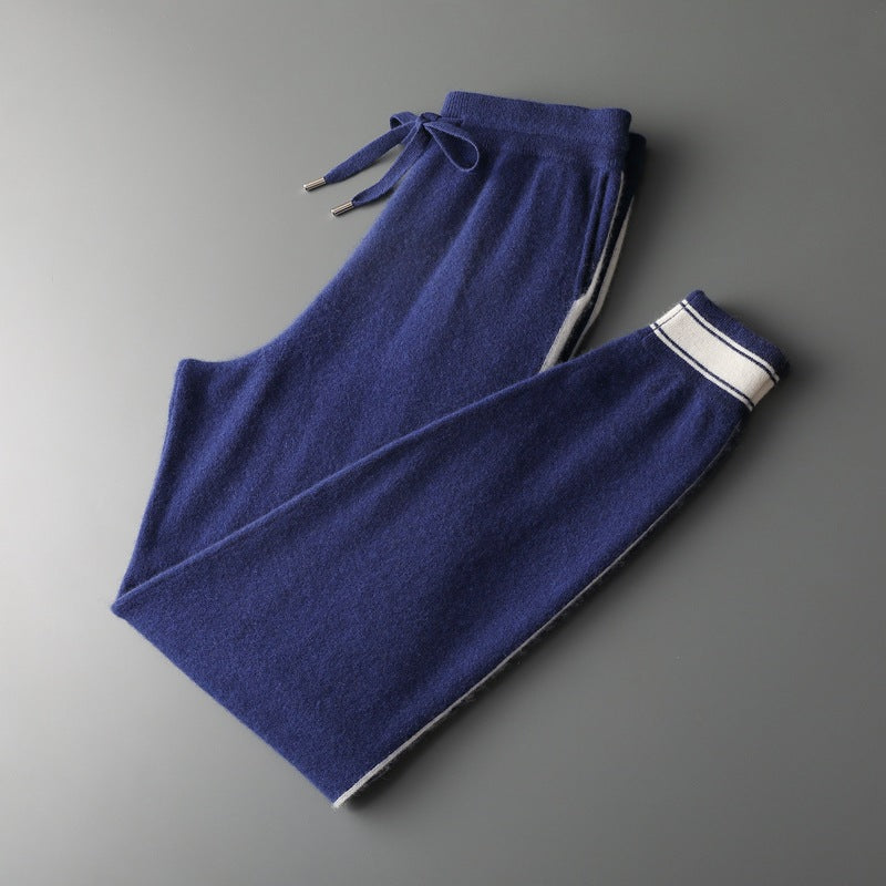 Leisure Sports Cashmere Men's Round Neck Sweater Suit