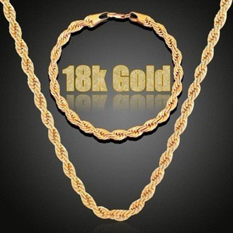 Men's Simplicity Gold Plated Twisted String Chain Suit