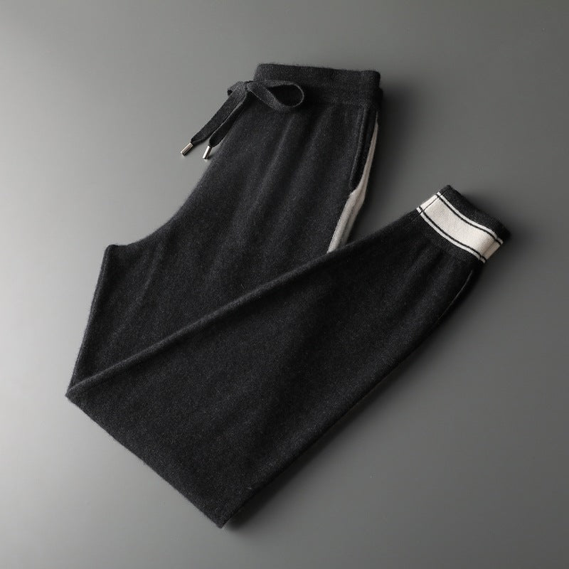 Leisure Sports Cashmere Men's Round Neck Sweater Suit