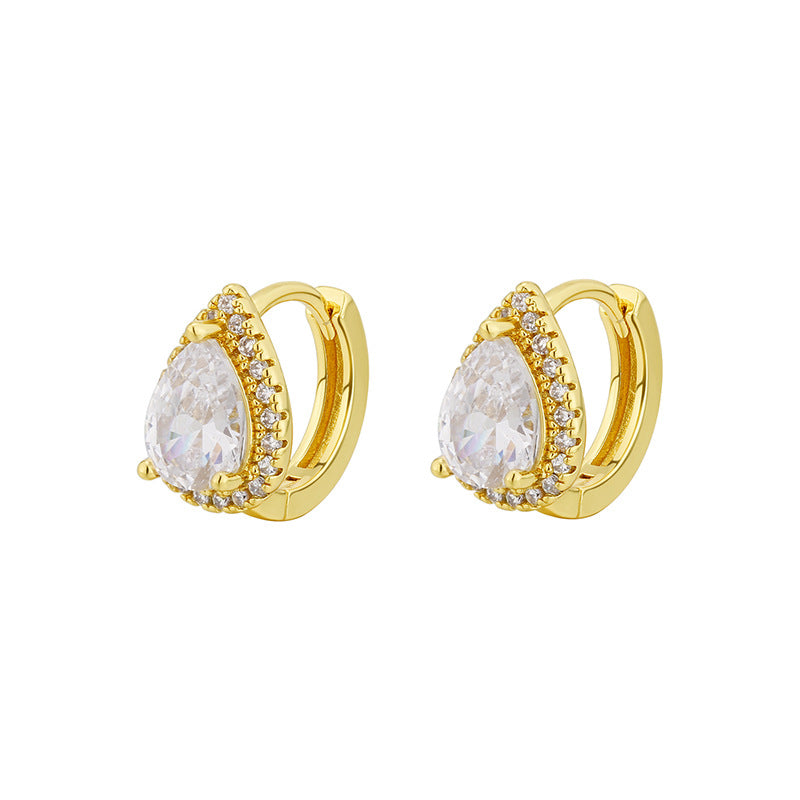 French Style Small Water Drop Ear Studs Simple Micro-inlaid Personality