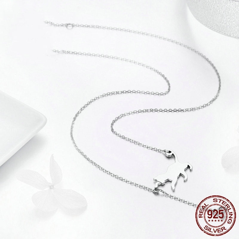 Naughty Kitten 925 Sterling Silver Necklace Personalized Diamond