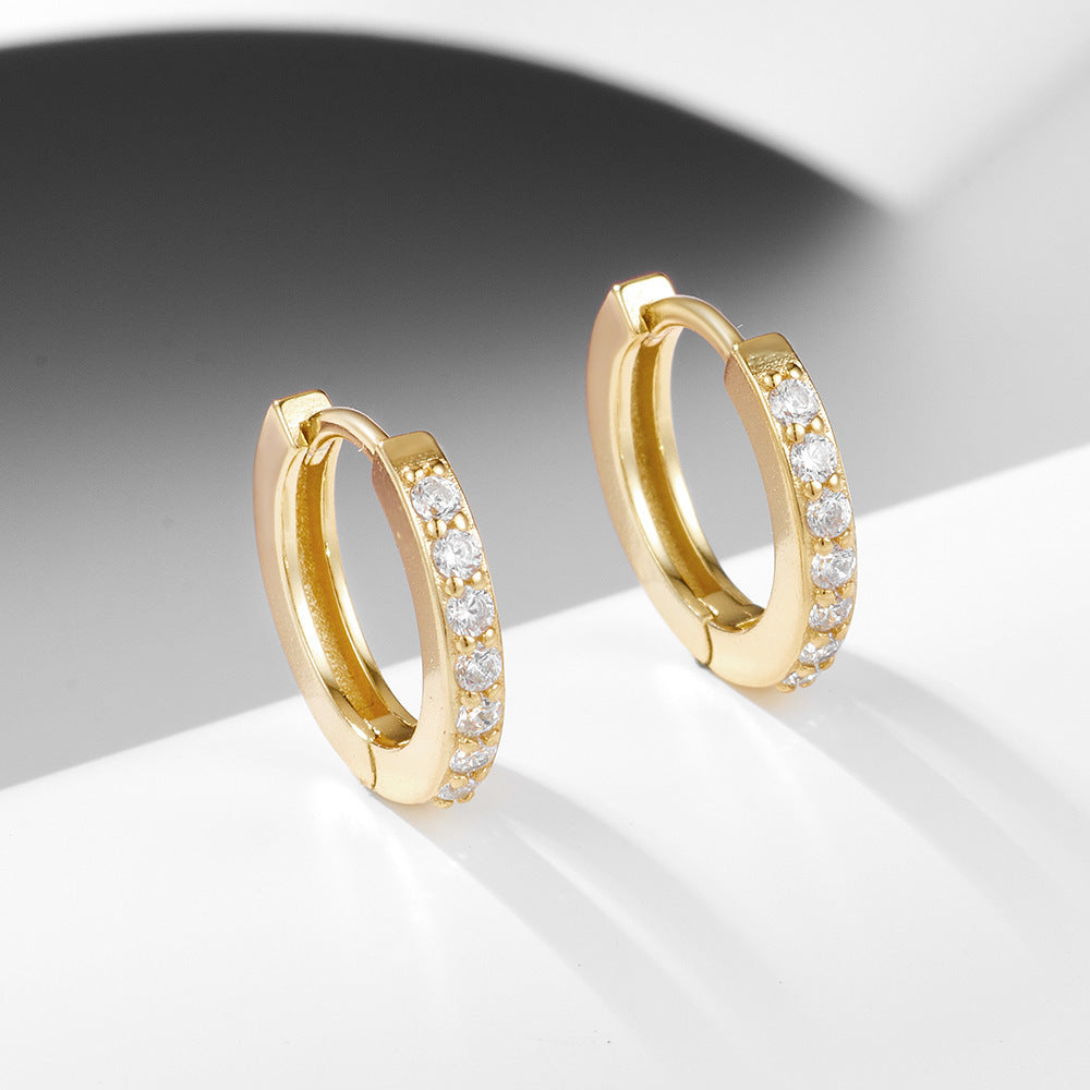 S925 Sterling Silver Diamond Single Row Zircon Earrings