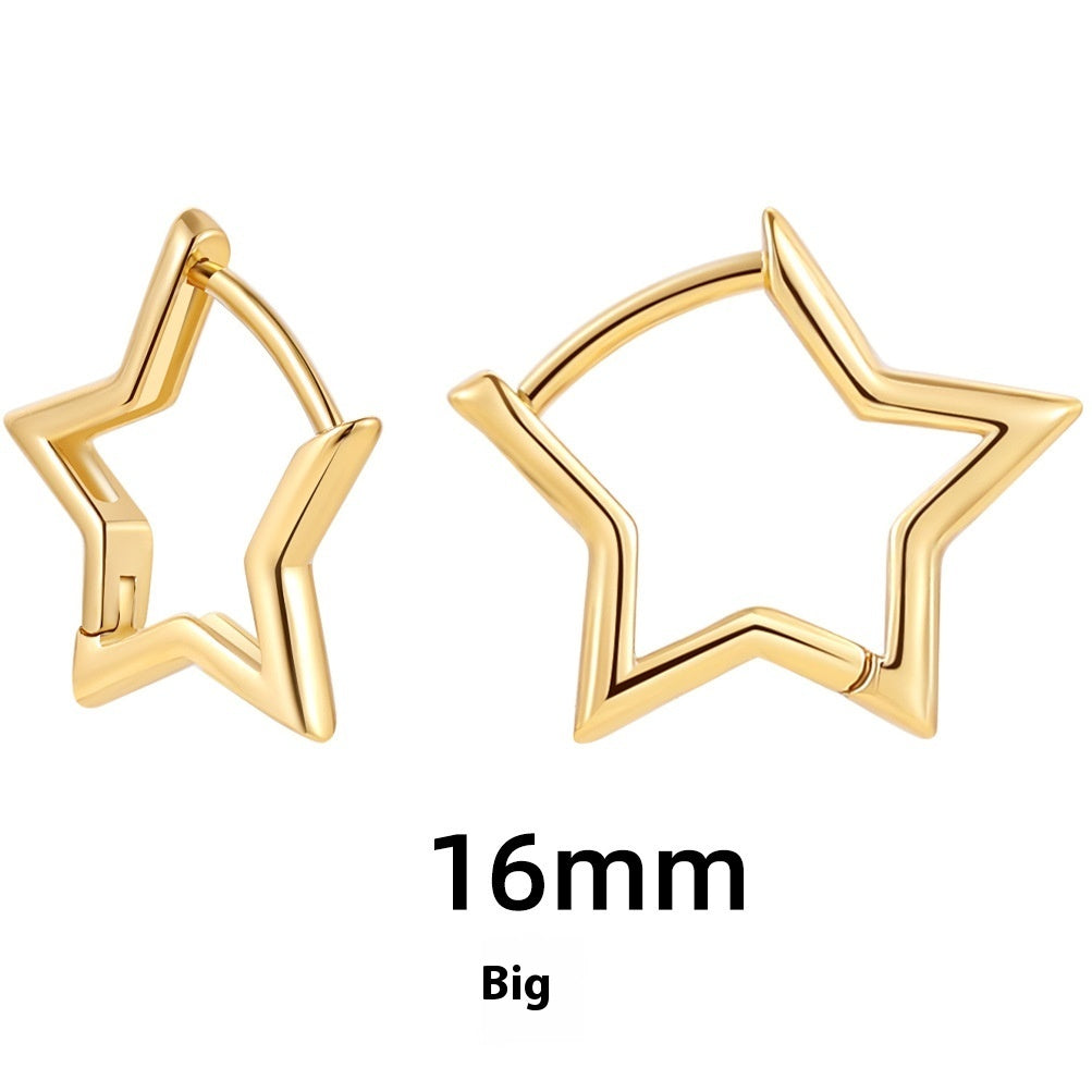 Women's Simple Hollow Pentagram Love Square Twist Earrings