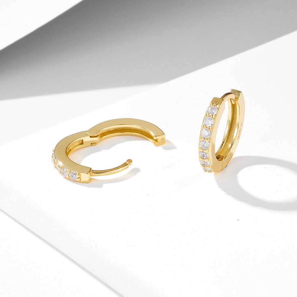 S925 Sterling Silver Diamond Single Row Zircon Earrings