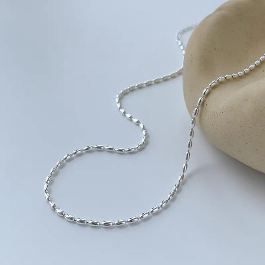 Simple Niche Rice Grain Copper Necklace