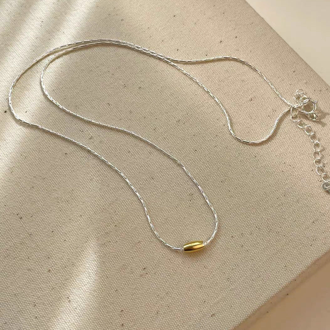 Simple Niche Rice Grain Copper Necklace