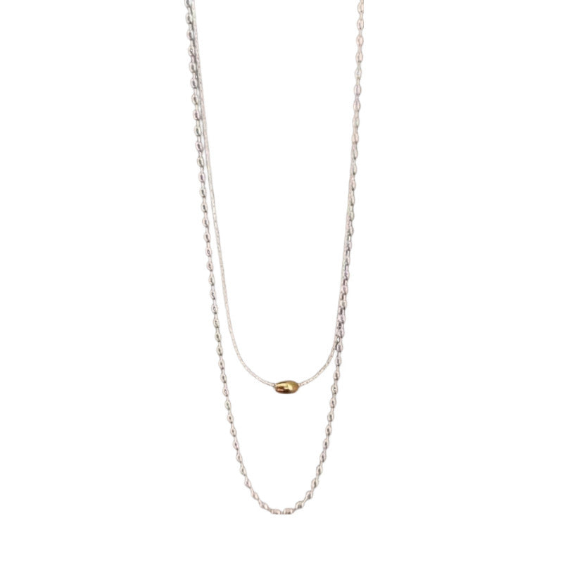 Simple Niche Rice Grain Copper Necklace