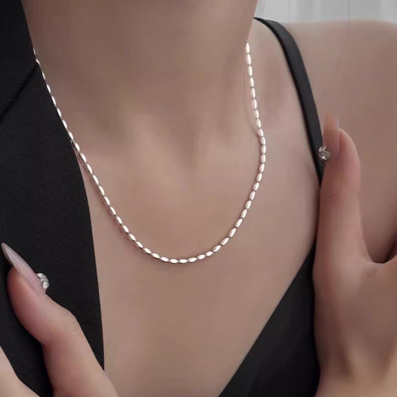 Simple Niche Rice Grain Copper Necklace