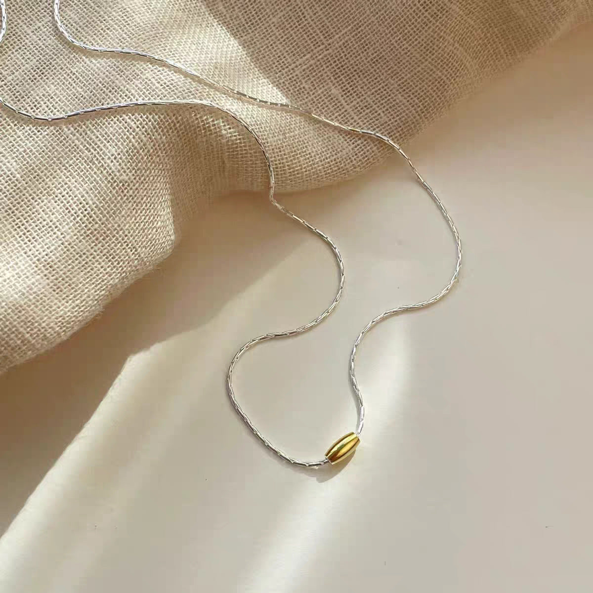 Simple Niche Rice Grain Copper Necklace